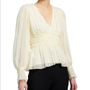 Rebecca Taylor Women's Long Sleeve Silk Chiffon Blouse